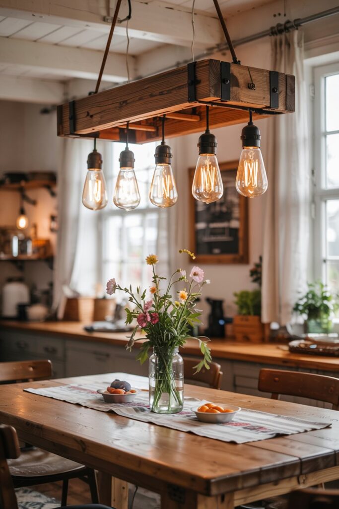 Rustic Wooden Beam Light Fixture