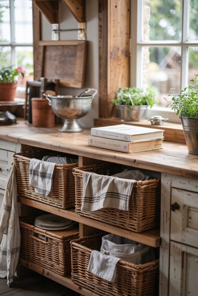 Pull-Out Basket Storage Bench