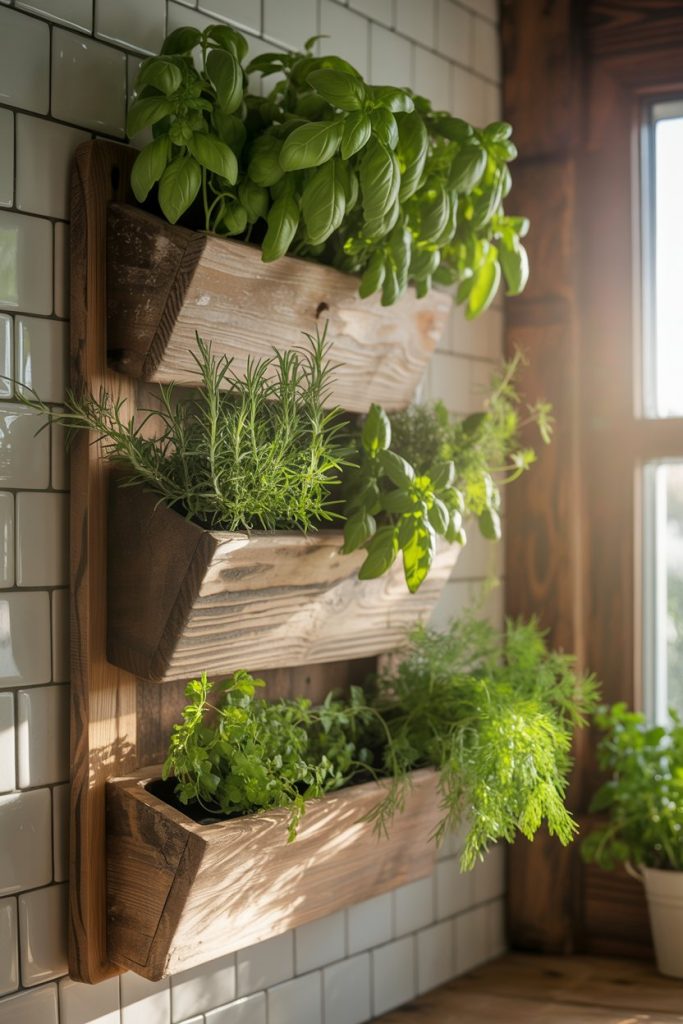 Wooden Herb Wall Planter