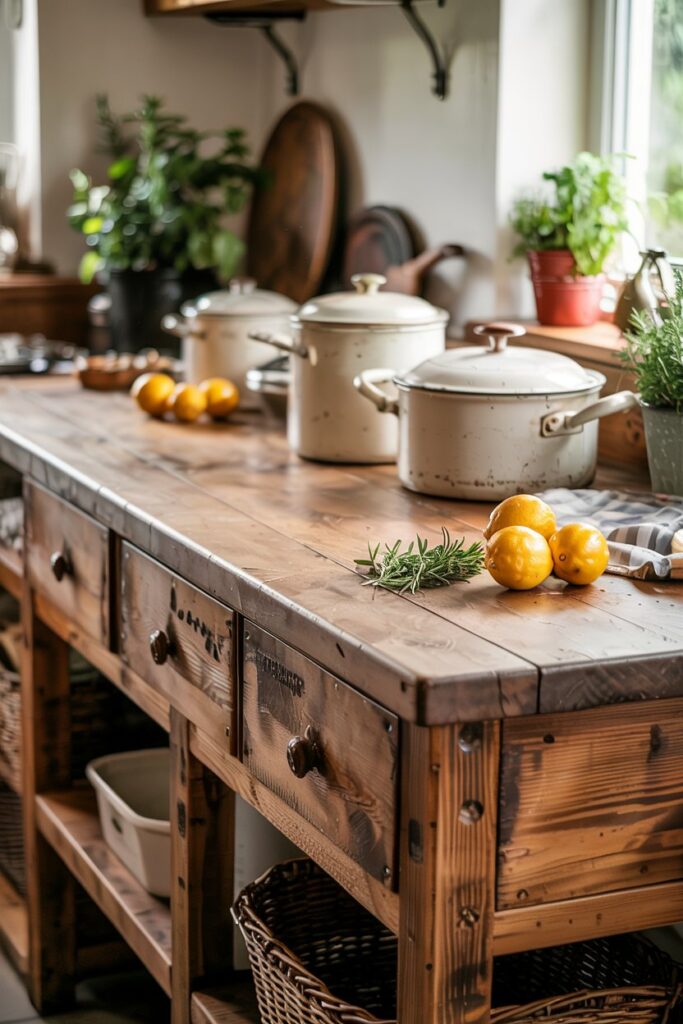 Rustic Farmhouse Kitchen Storage Bench