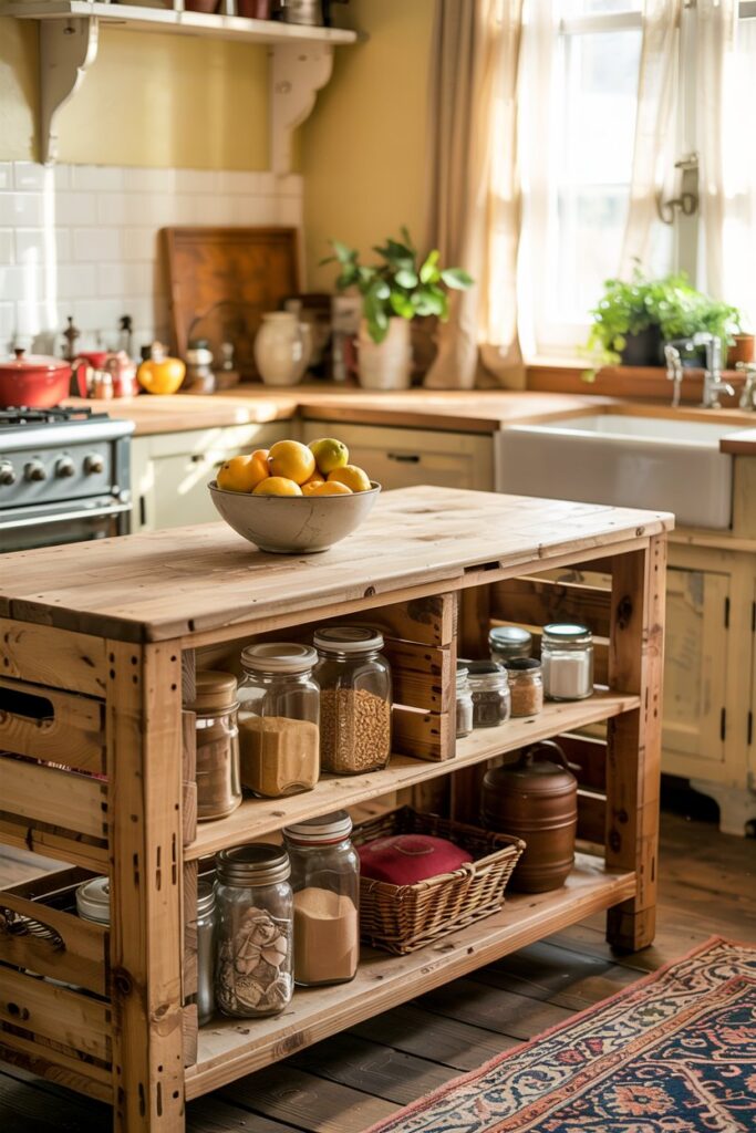 Farmhouse Crate-Style Kitchen Storage Bench