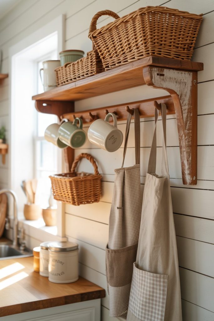 Wooden Peg Rail with Hanging Decor