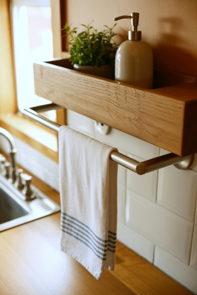 Wall Shelf with Built-In Towel Bar