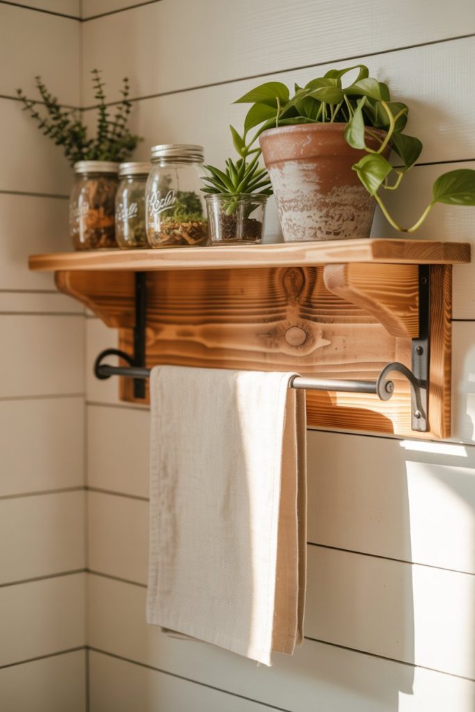 Open Shelf with Hanging Towel Bar