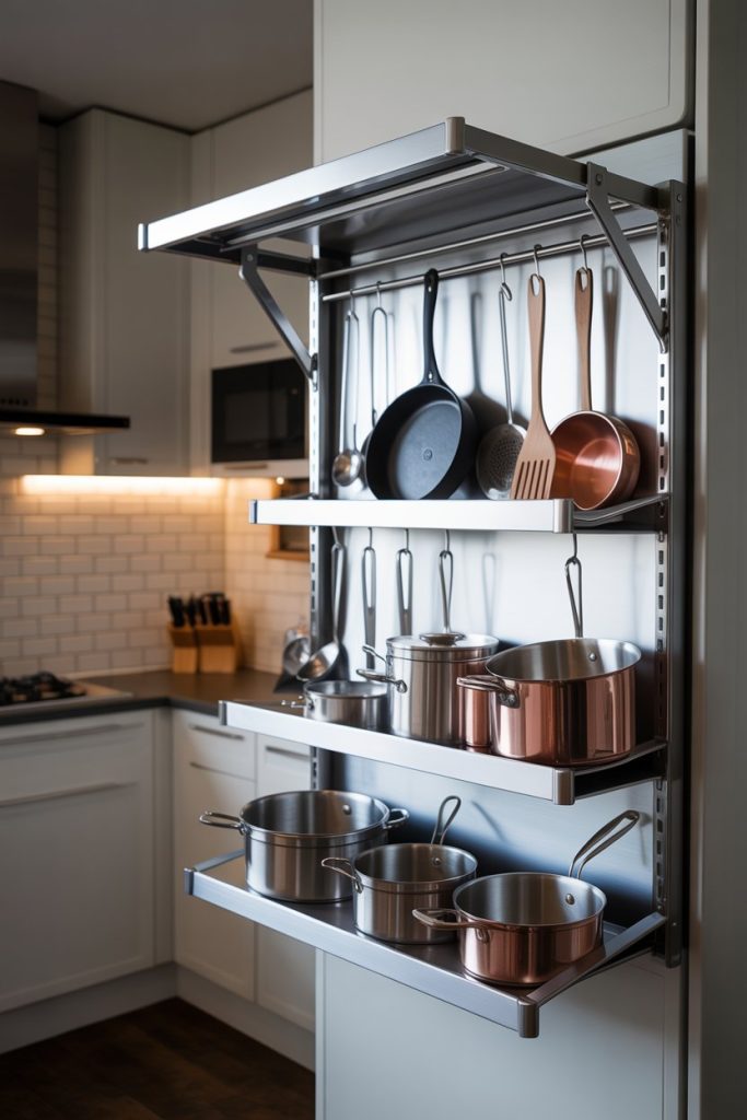 Fold-Down Wall Rack for Pots