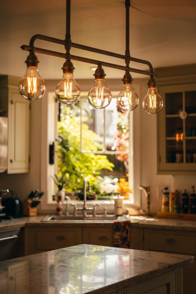 Multi-Bulb Rail Light Above the Sink Window