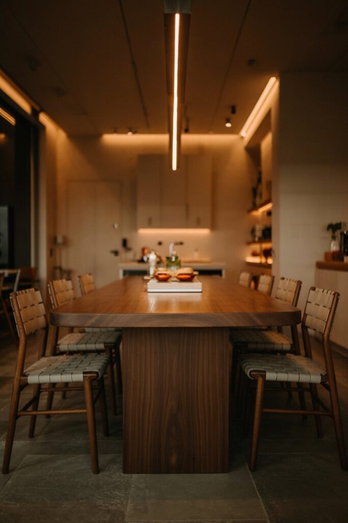 LED Strip Accent Lighting Above the Table Area