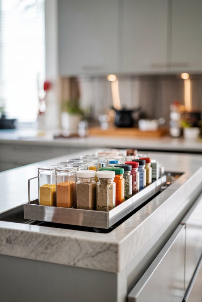 Bench with Hidden Spice Storage Compartments
