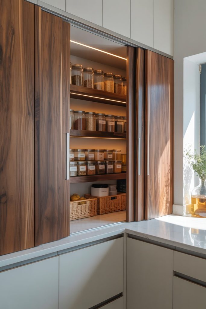 Corner Pantry with Sliding Doors