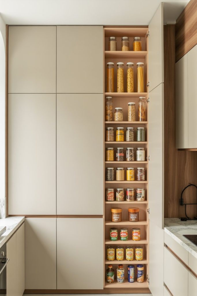 Floor-to-Ceiling Corner Pantry Cabinets