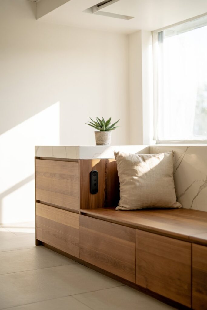 Storage Bench with Built-In Charging Station