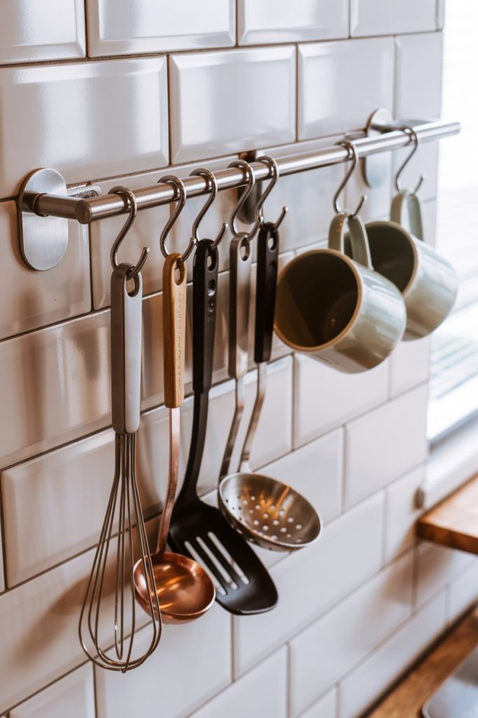 Wall-Mounted Rail with Hanging Hooks