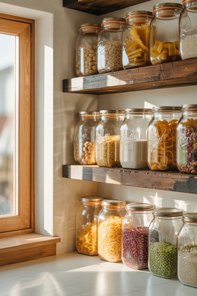 Corner Shelf with Glass Jars