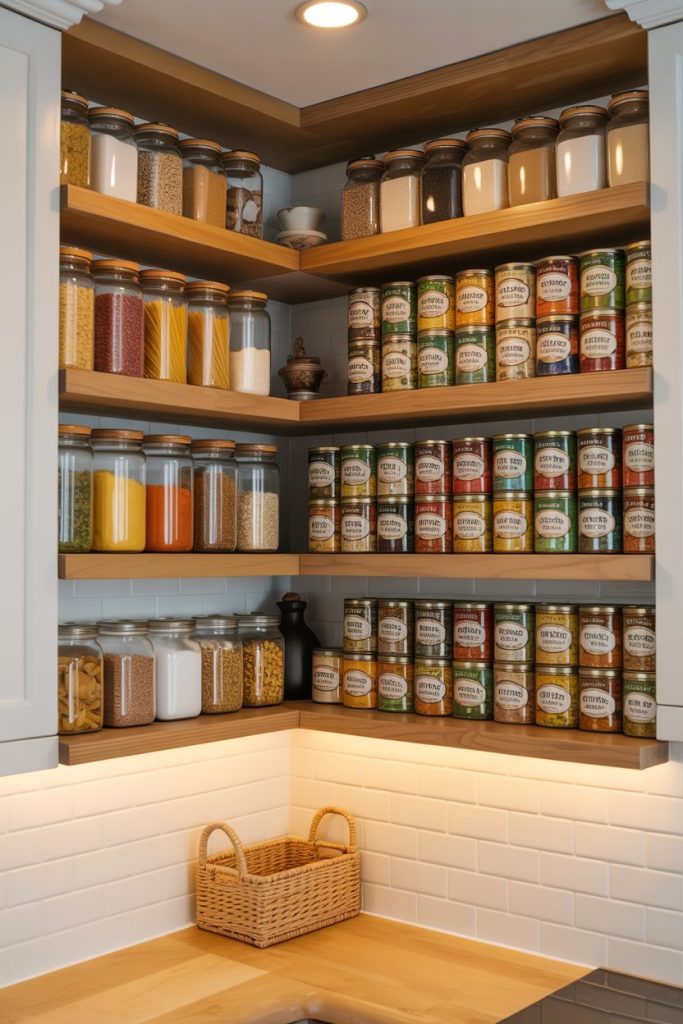L-Shaped Corner Pantry Shelves