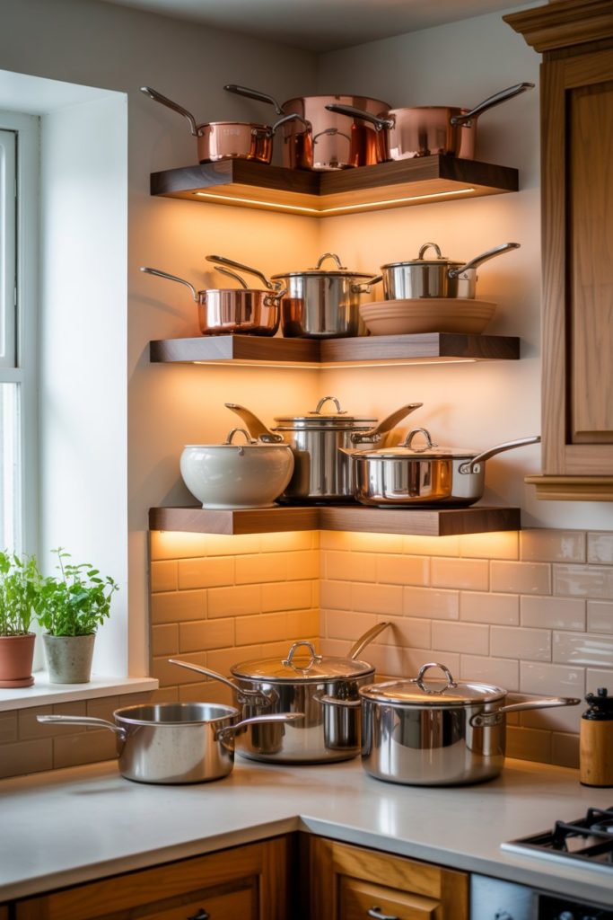 Corner Shelf Pot Storage