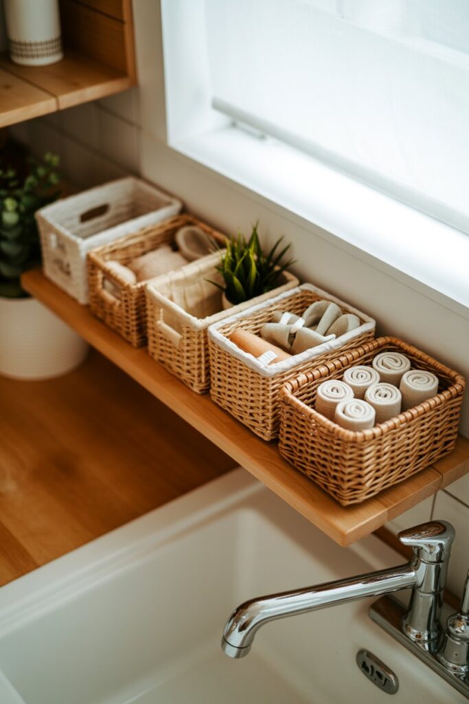 Shelf with Woven Baskets