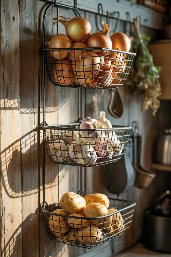 Wall Basket Storage for Produce