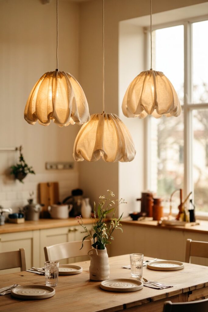 Fabric Shade Pendant Lighting for Soft Glow