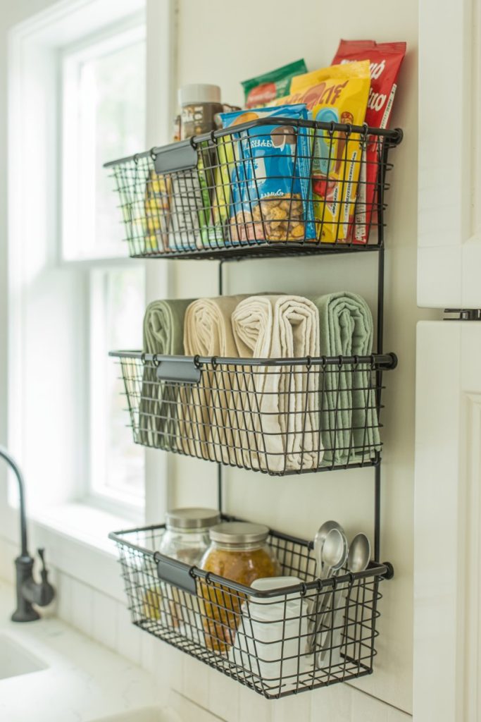  Wall-Mounted Basket Organizer