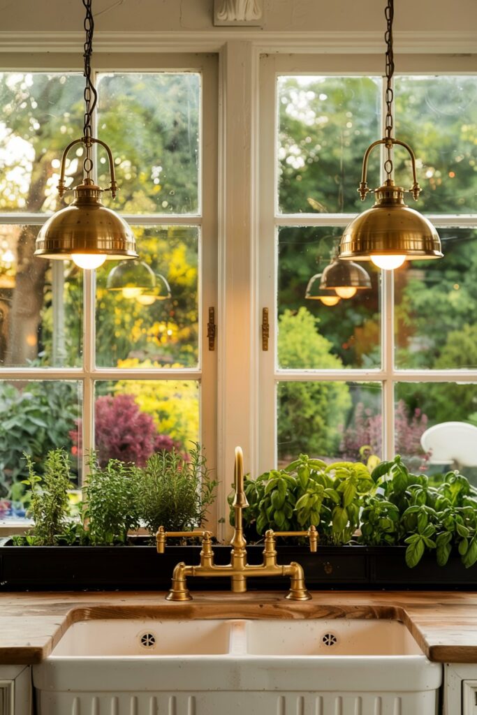 Twin Pendant Lights Framing the Window