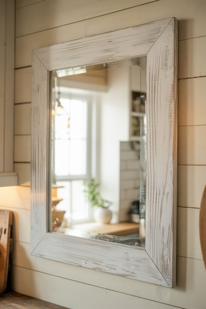 Whitewashed Wood Wall Mirror