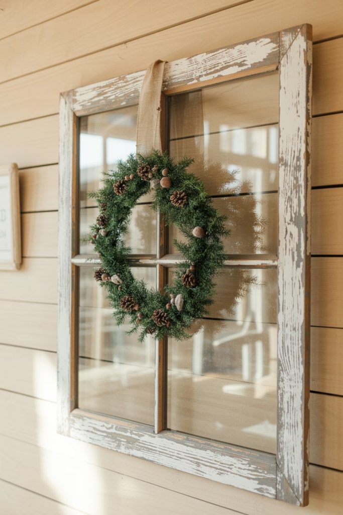 Wooden Window Frame Wall Accent