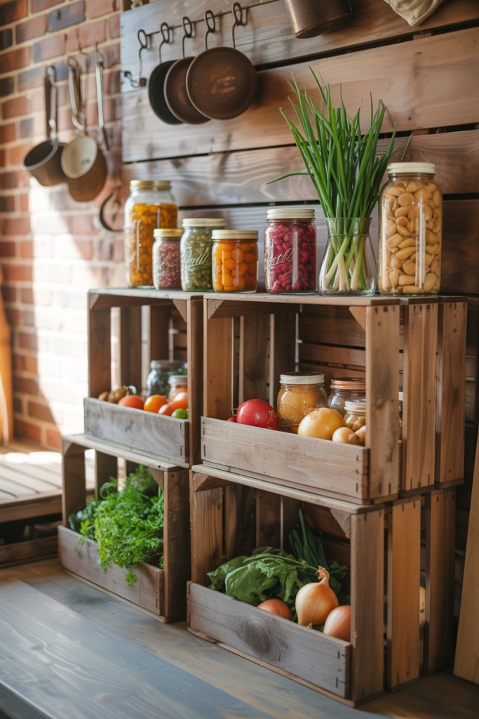Wooden Wall Crate Storage