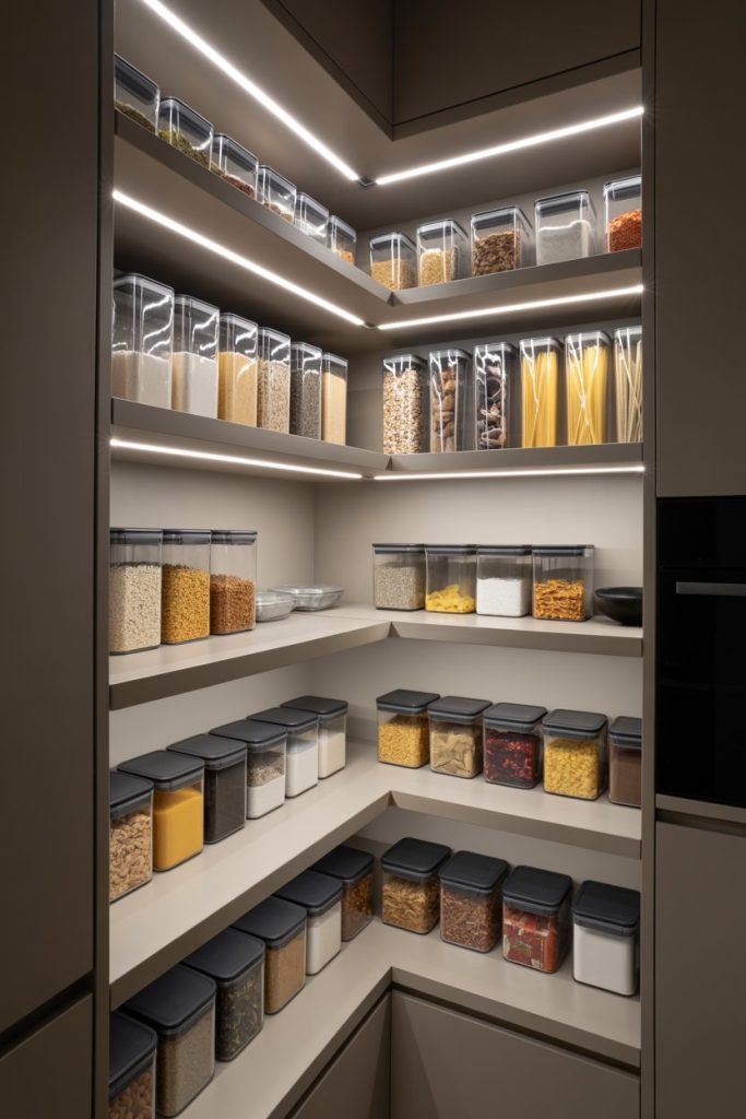 Corner Pantry with LED Lighting