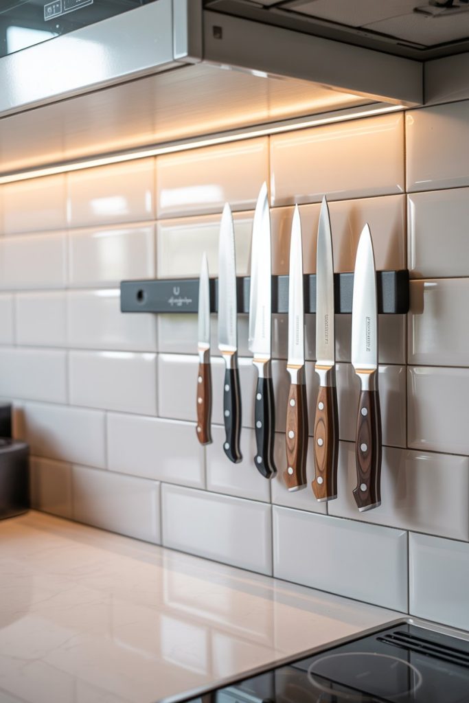Magnetic Knife Strip on the Wall