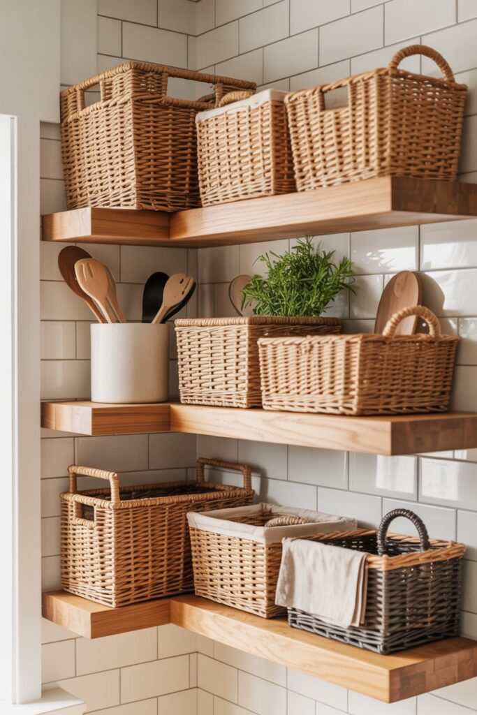 Corner Shelf with Baskets