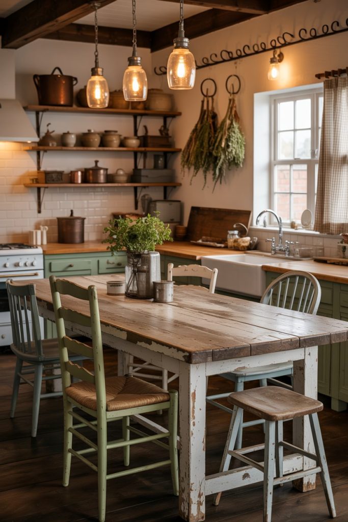 Distressed Wooden Kitchen Table