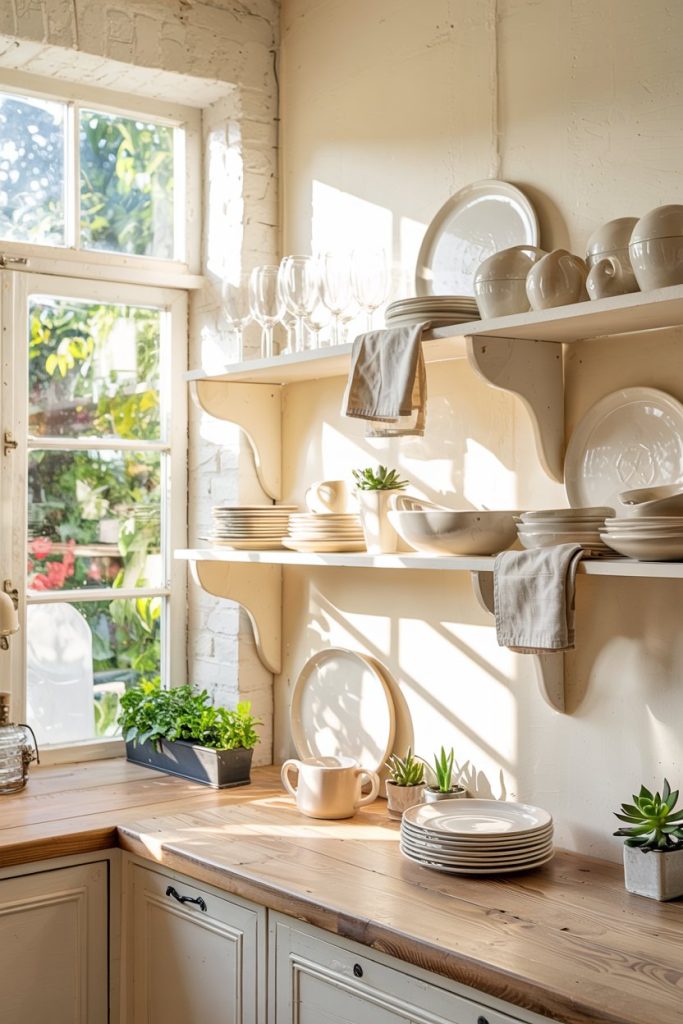 Open Shelves with Summer Styling