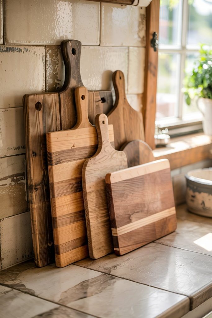 Rustic Cutting Board Display