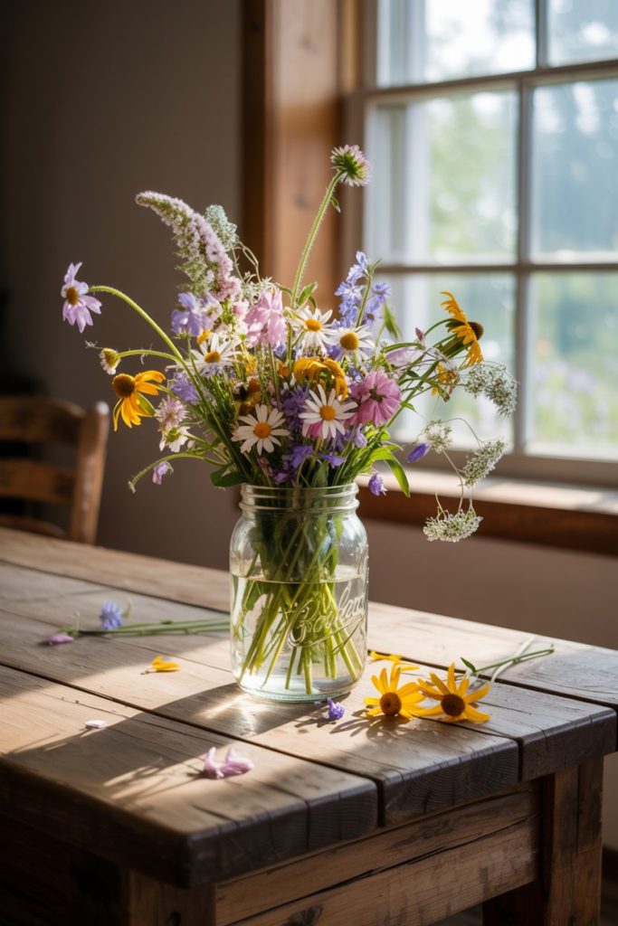 Wildflower Mason Jar Arrangement