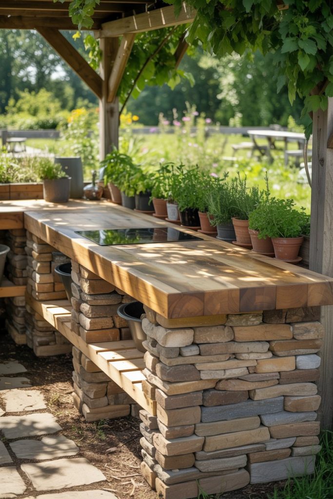 Rustic Outdoor Kitchen Counter