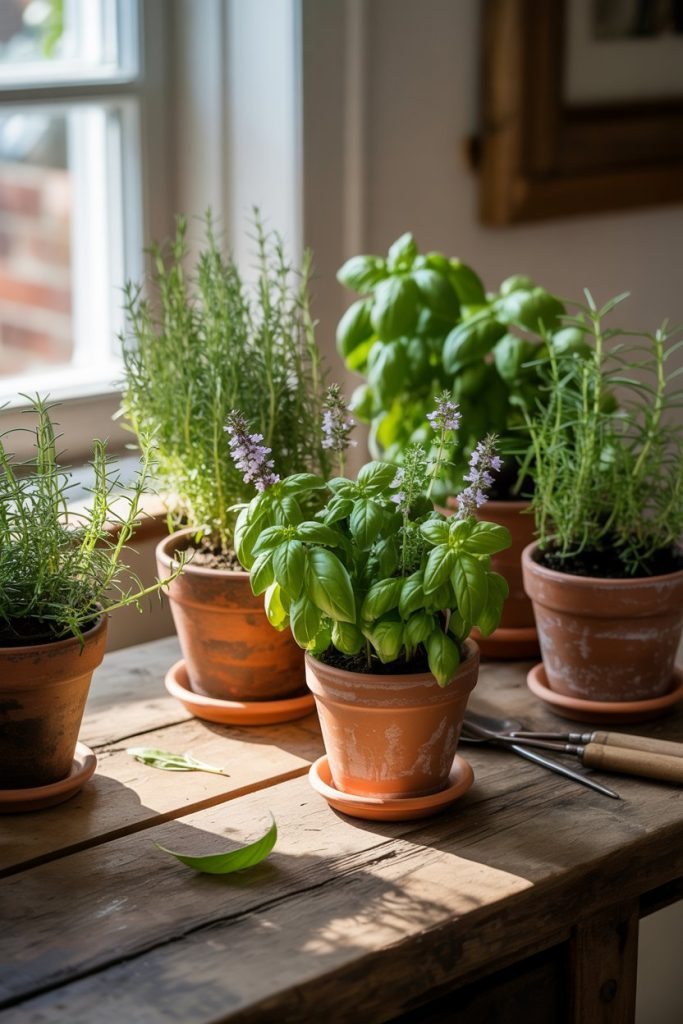 Small Potted Herb Centerpiece