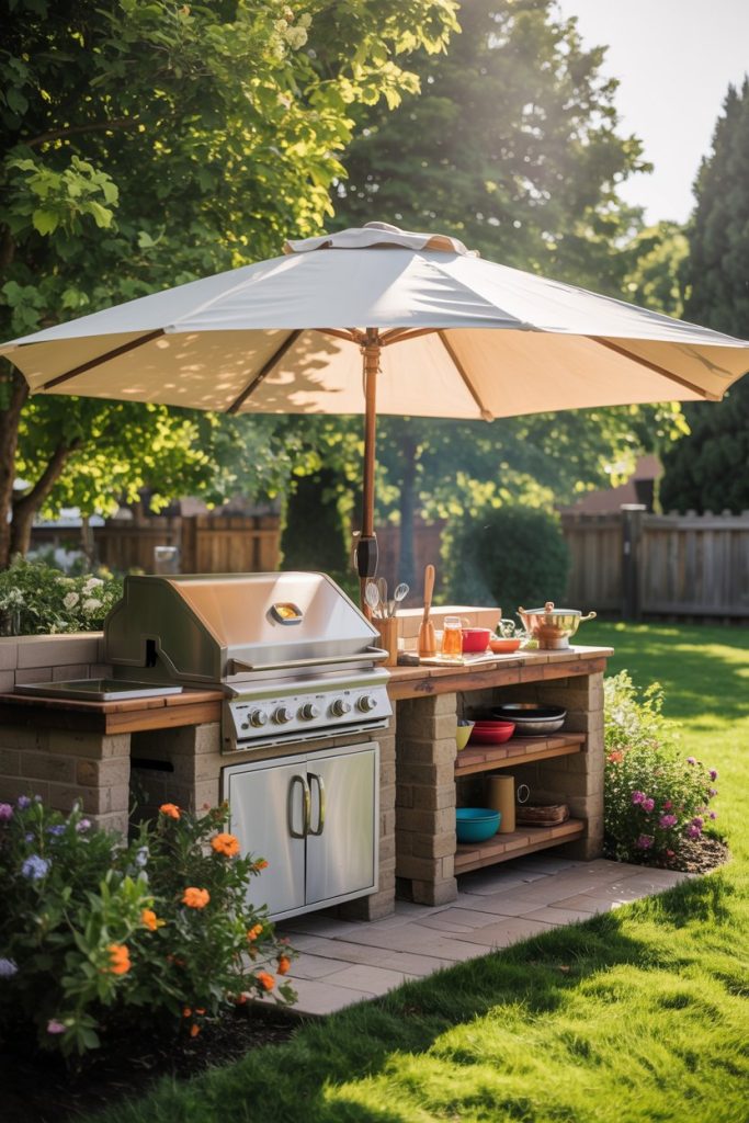 Shade Umbrella Over Cooking Area