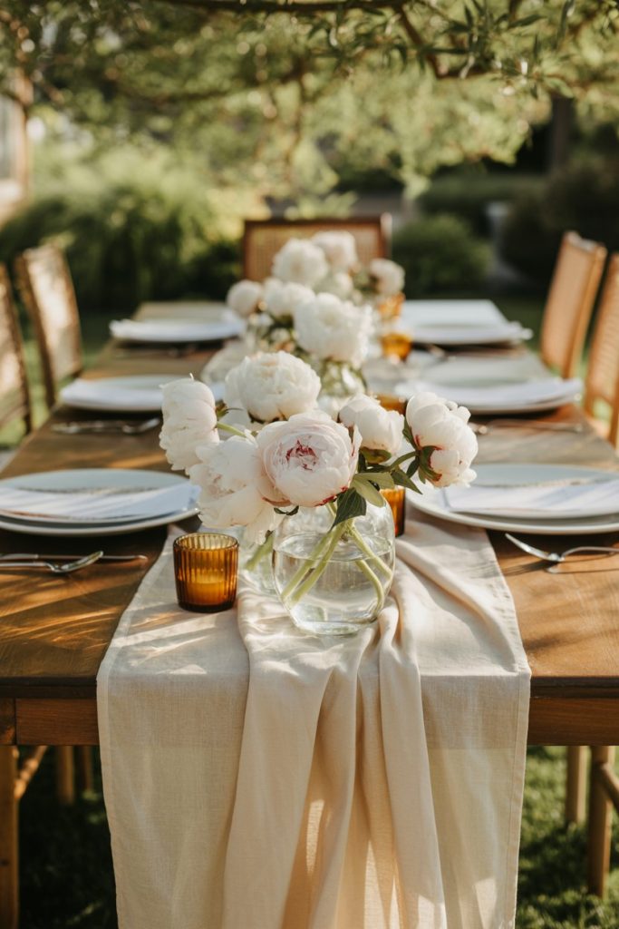Outdoor Dining Table with Light Decor