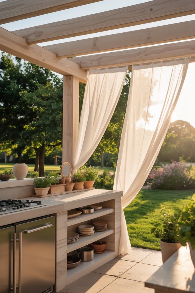 Outdoor Kitchen with Open Shade Pergola