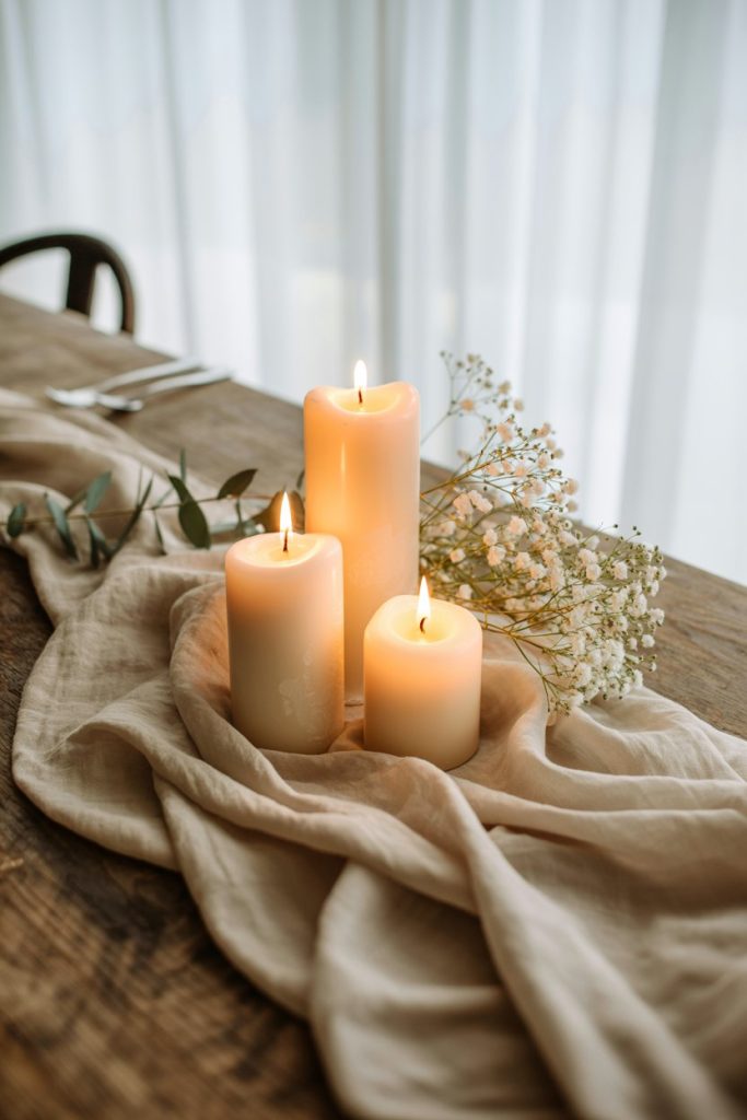 Neutral Linen & Candle Setup