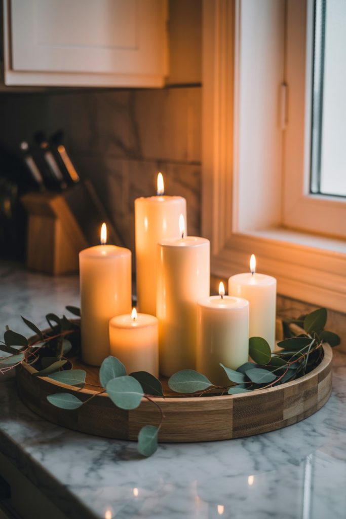 Summer Candle & Greenery Tray