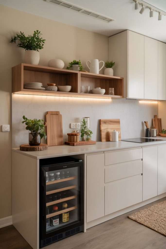 Coffee Bar with Built-In Mini Fridge