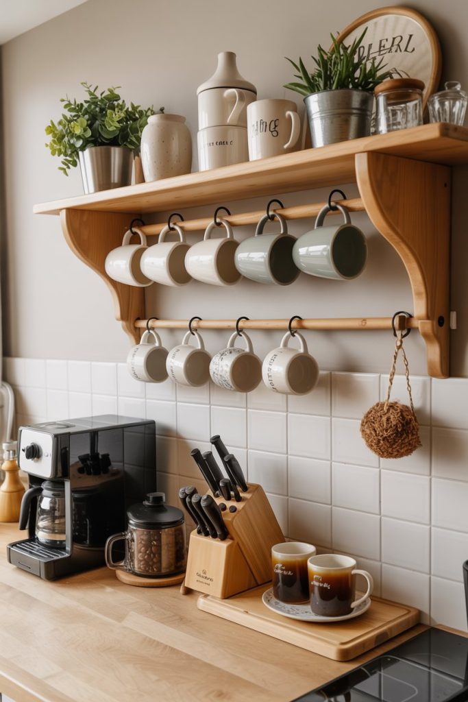 Coffee Bar with Mug Wall Display