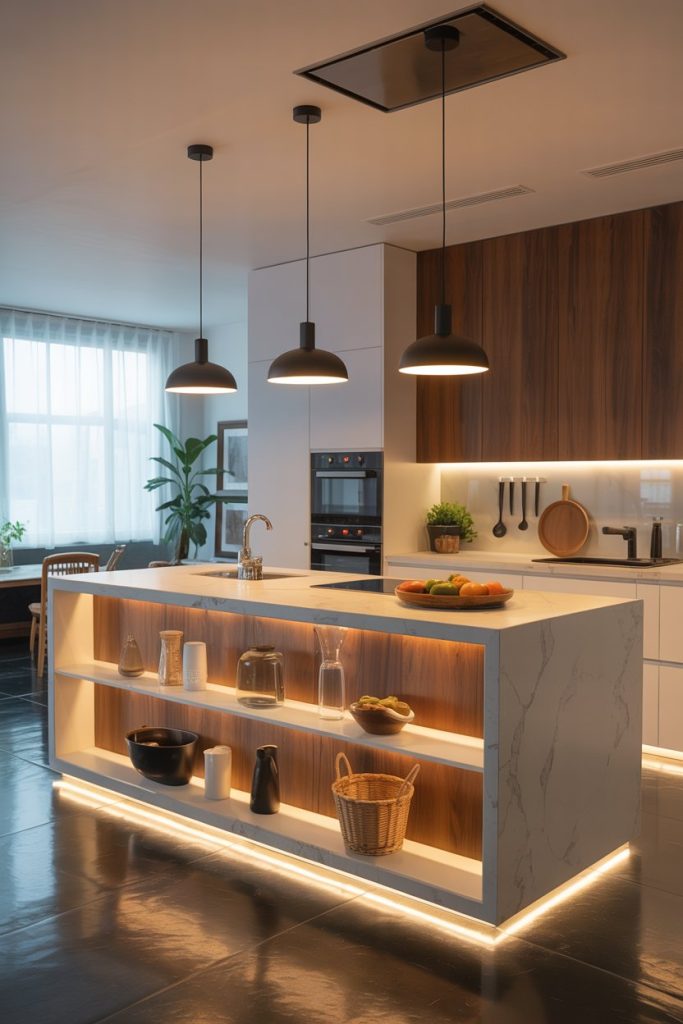 Island with Built-In Lighting