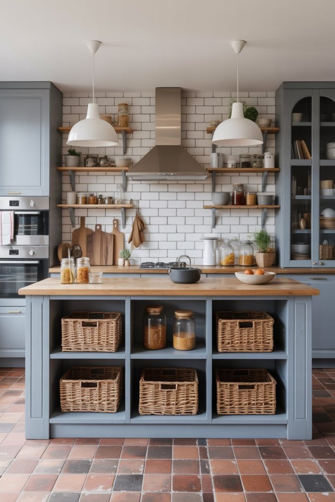 Island with Open Shelf Storage