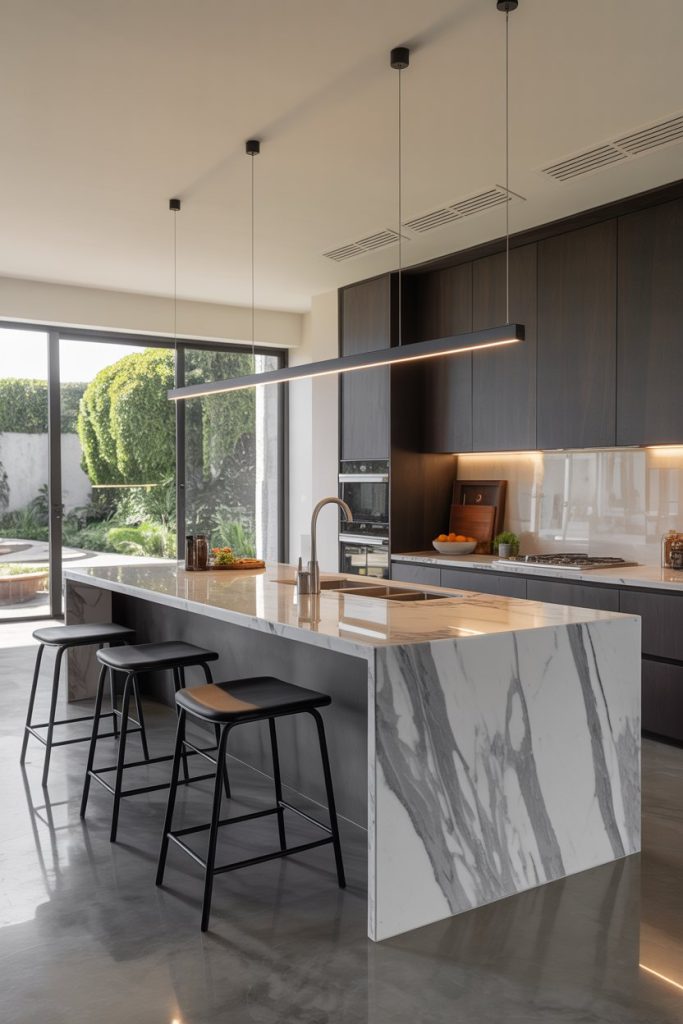 Waterfall Edge Island Design