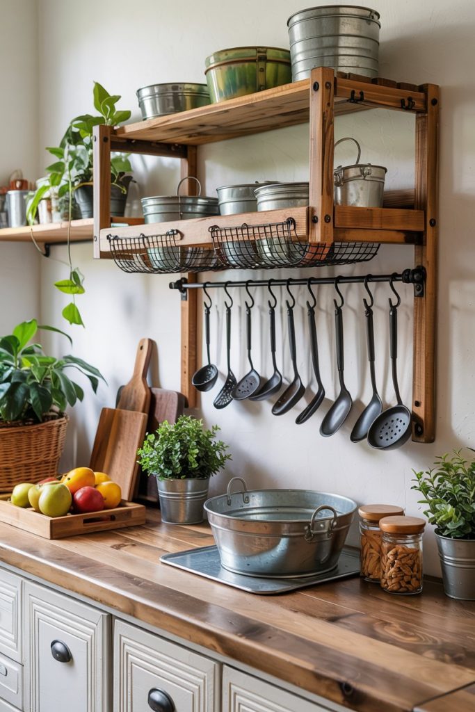 Hanging Basket with Wooden Frame