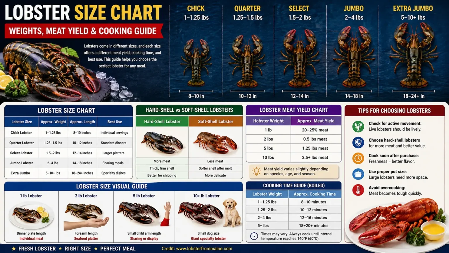 Lobster Size Chart: Complete Guide To Lobster Sizes And Weights Lobster Size Chart: Complete Guide To Lobster Sizes And Weights