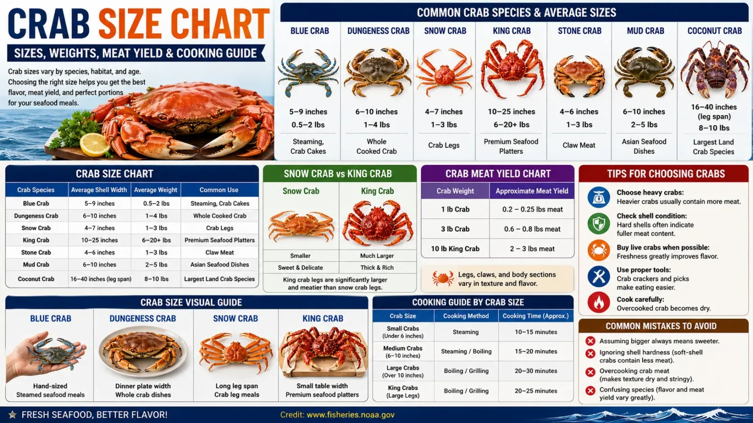 Crab Size Chart: Complete Guide To Crab Sizes And Weights Crab Size Chart: Complete Guide To Crab Sizes And Weights