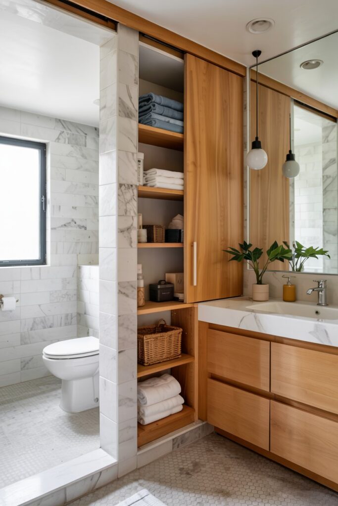 Hidden Storage Behind Sliding Panels